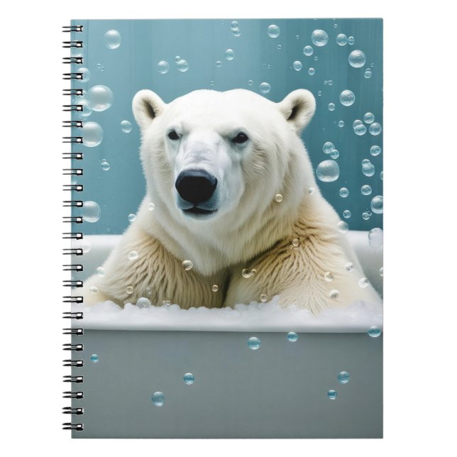 Polar Bear In Bubble Bath Notebook (Front)