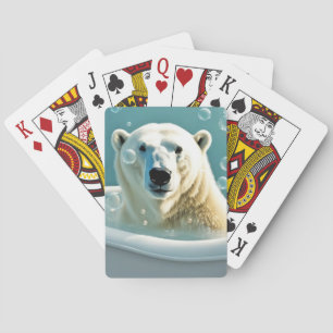 Polar Bear In Bubble Bath Playing Cards