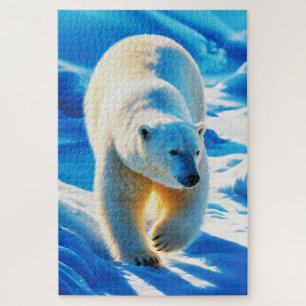 Polar Bear in Golden Light – Arctic Wildlife Portr Jigsaw Puzzle