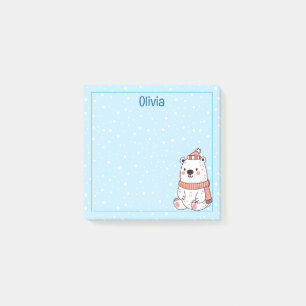 Polar Bear In Hat And Scarf Personalized Post-it Notes
