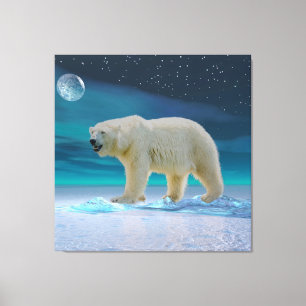 Polar Bear in Moonlight Canvas Print