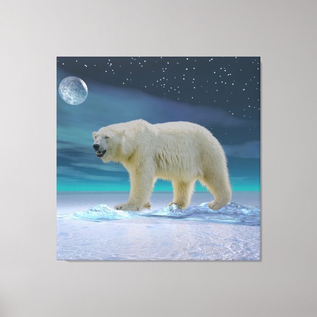 Polar Bear in Moonlight Canvas Print (Front)