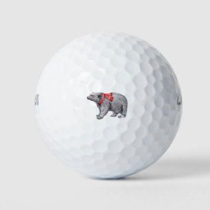 Polar Bear in Red Scarf Golf Balls