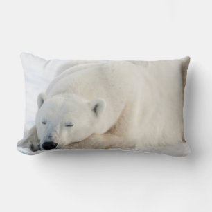 Polar Bear in winter Lumbar Pillow