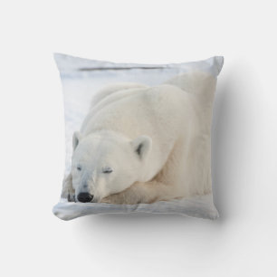 Polar Bear in winter Throw Pillow