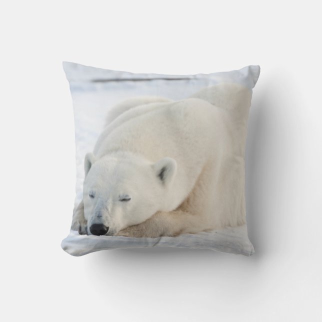 Polar Bear in winter Throw Pillow (Front)