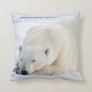 Polar Bear in winter Throw Pillow