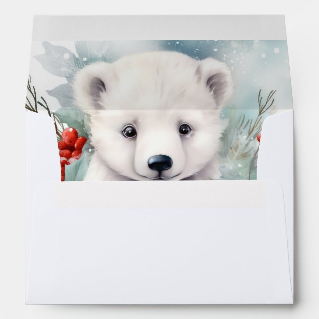 Polar Bear Inside Christmas Return Address Envelope (Back (Bottom))