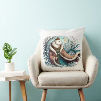 Polar Bear King of the North Throw Pillow