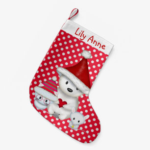 Polar Bear, Kitty and Mouse Personalized Stocking