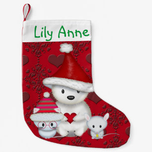Polar Bear, Kitty and Mouse Personalized Stocking