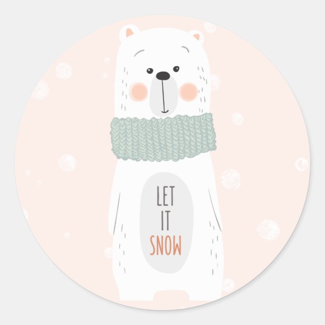 Polar bear - Let it snow - Cute Christmas Sticker (Front)