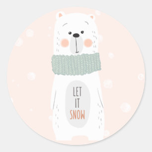 Polar bear - Let it snow - Cute Christmas Sticker