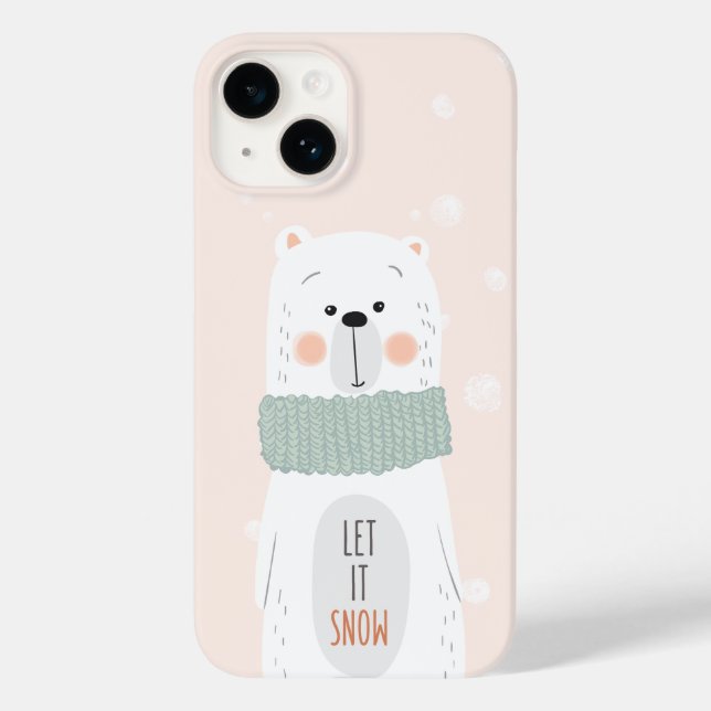 Polar bear - Let it snow - Cute Winter / Christmas Case-Mate iPhone Case (Back)