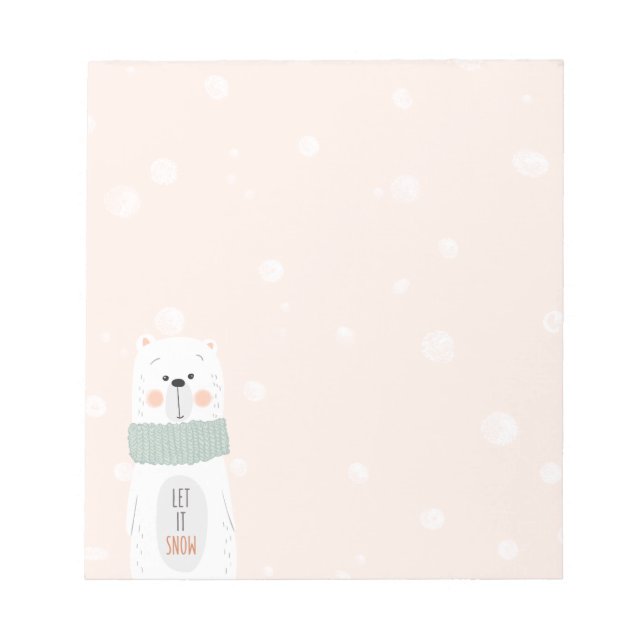 Polar bear - Let it snow - Cute Winter / Christmas Notepad (Front)