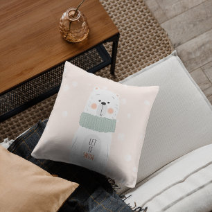 Polar bear - Let it snow - Cute Winter / Christmas Throw Pillow
