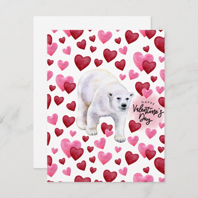 Polar Bear Love Valentine’s Day Card in White (Front/Back)