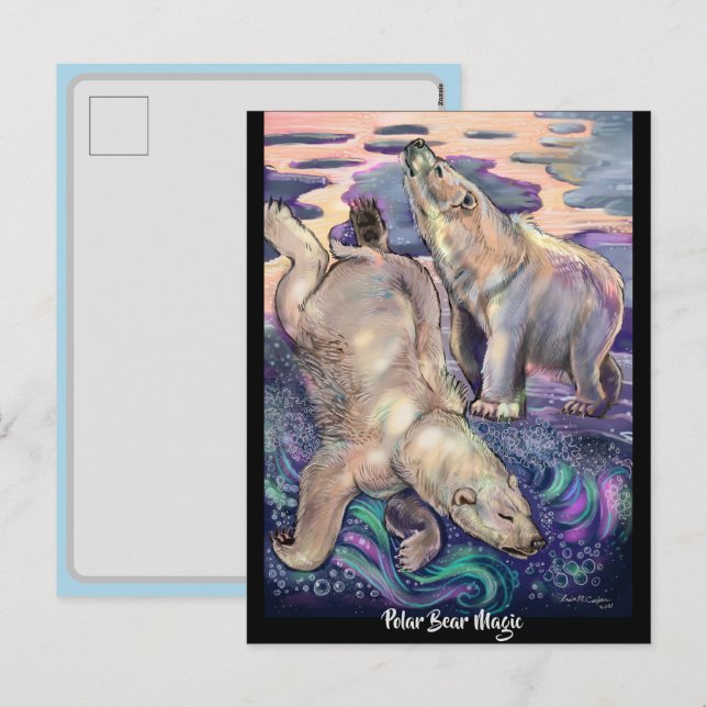 Polar Bear Magic  Magnet Holiday Postcard (Front/Back)
