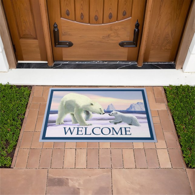 Polar Bear - Mama Nose Best - Welcome Doormat (Outdoor)