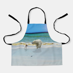 Polar Bear Meet Jack Russell Kids Full Print Apron