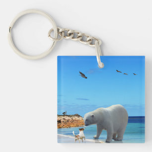 Polar Bear Meets Fox Terrier, Keychain