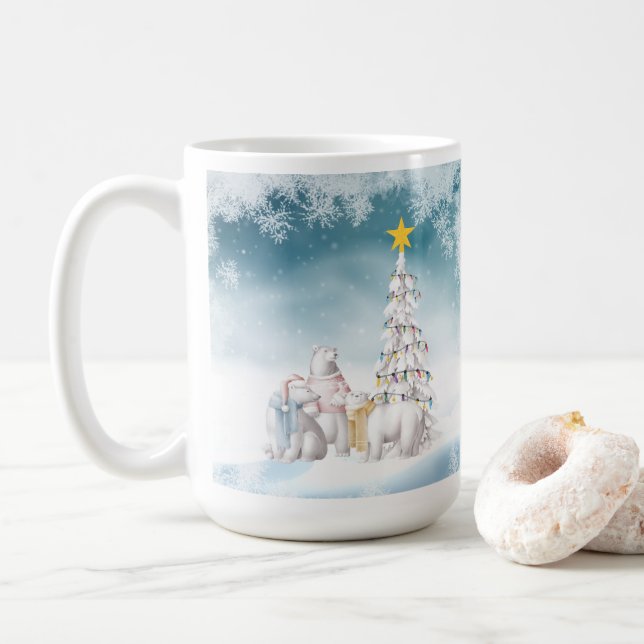 Polar Bear Merry Christmas Coffee Mug (With Donut)