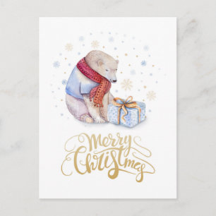 Polar Bear Merry Christmas Holiday Postcard