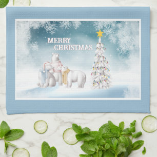 Polar Bear Merry Christmas Kitchen Towel