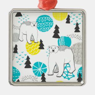 Polar bear metal ornament