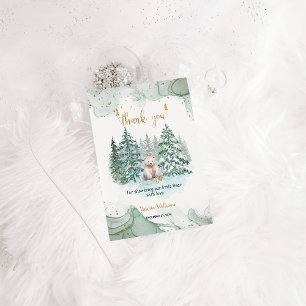 Polar Bear Minimalist Winter Baby Shower Thank You Card