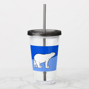 Polar Bear Mom and Cub Painting - Wildlife Art Acrylic Tumbler