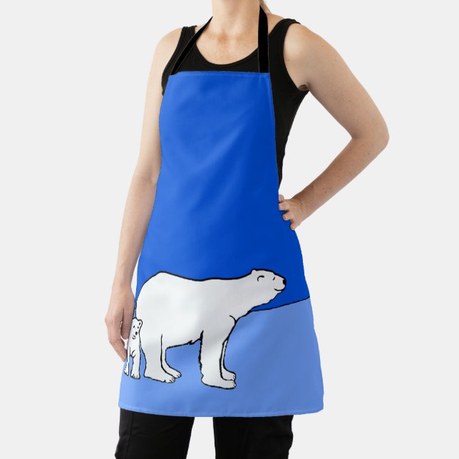 Polar Bear Mom and Cub Painting - Wildlife Art Apron (Insitu)