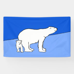 Polar Bear Mom and Cub Painting - Wildlife Art Banner