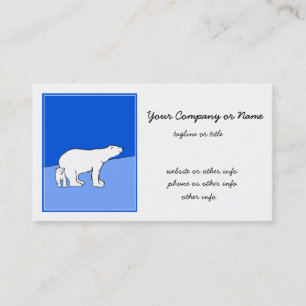 Polar Bear Mom and Cub Painting - Wildlife Art Calling Card