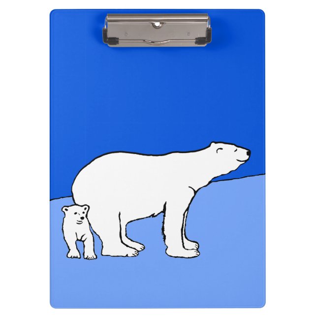 Polar Bear Mom and Cub Painting - Wildlife Art Clipboard (Front)