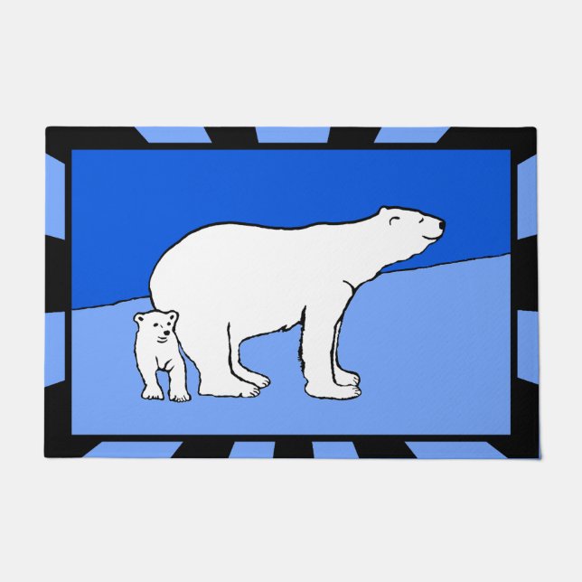 Polar Bear Mom and Cub Painting - Wildlife Art Doormat (Front)