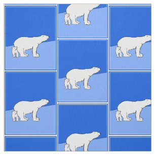 Polar Bear Mom and Cub Painting - Wildlife Art Fabric