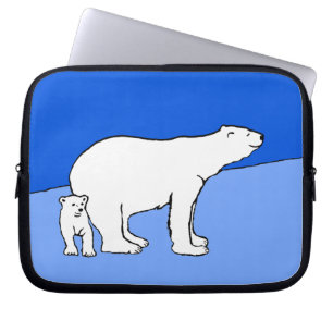 Polar Bear Mom and Cub Painting - Wildlife Art Laptop Sleeve