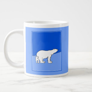 Polar Bear Mom and Cub Painting - Wildlife Art Large Coffee Mug