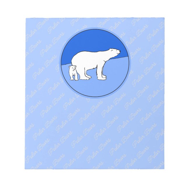 Polar Bear Mom and Cub Painting - Wildlife Art Notepad (Front)