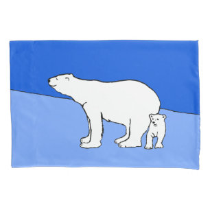 Polar Bear Mom and Cub Painting - Wildlife Art Pillowcase