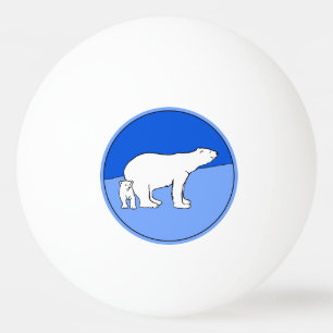 Polar Bear Mom and Cub Painting - Wildlife Art Ping Pong Ball