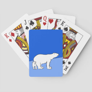 Polar Bear Mom and Cub Painting - Wildlife Art Playing Cards