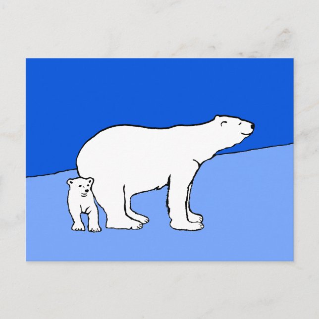 Polar Bear Mom and Cub Painting - Wildlife Art Postcard (Front)