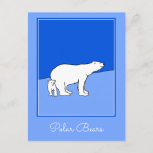 Polar Bear Mom and Cub Painting - Wildlife Art Postcard