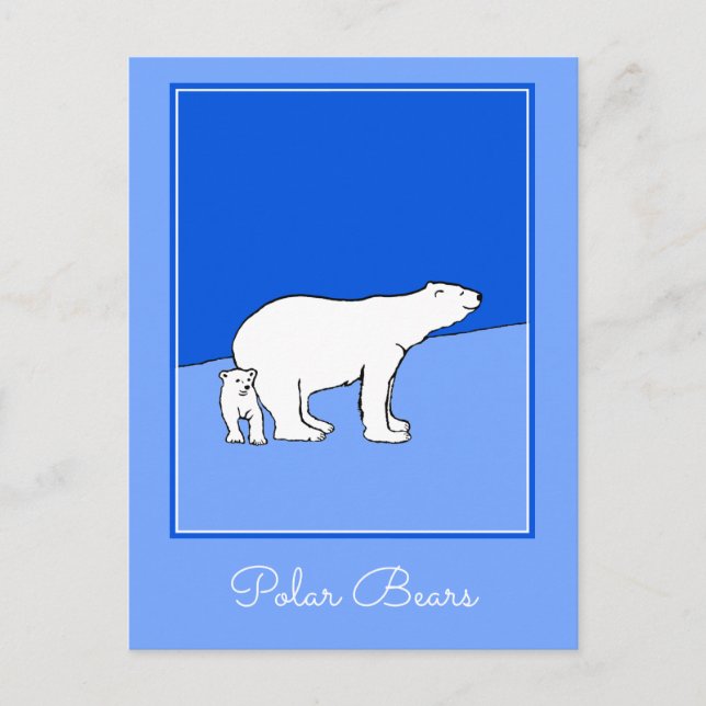 Polar Bear Mom and Cub Painting - Wildlife Art Postcard (Front)