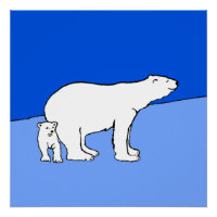 Polar Bear Mom and Cub Painting - Wildlife Art