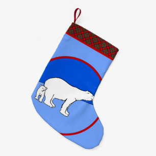 Polar Bear Mom and Cub Painting - Wildlife Art Small Christmas Stocking