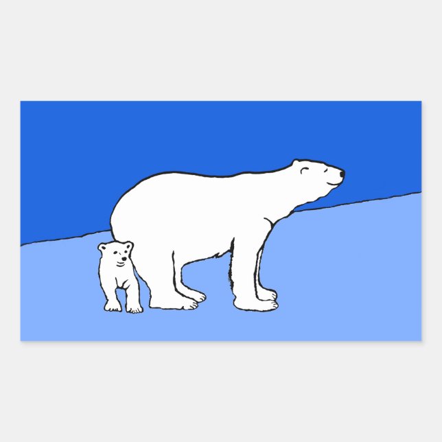 Polar Bear Mom and Cub Painting - Wildlife Art Sticker (Front)