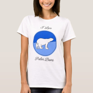 Polar Bear Mom and Cub Painting - Wildlife Art T-Shirt